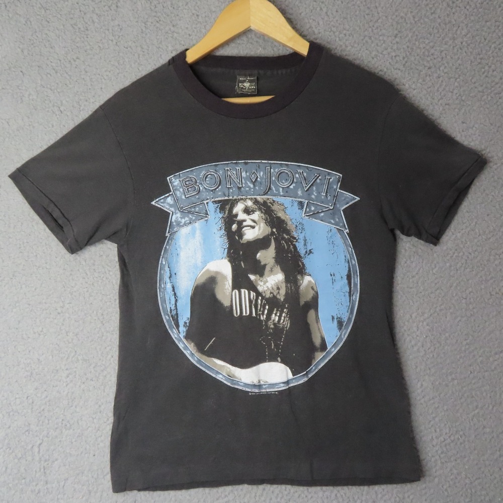 Vintage 80s Bon Jovi New Jersey Double Sided Band‎ T Shirt Made USA Medium